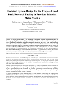 Electrical System Design for Seed Bank Research Facility