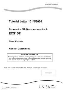 ECS1601 Tutorial Letter 2026: Macroeconomics I Guide