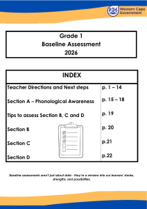 Grade 1 Baseline Assessment Guide 2026