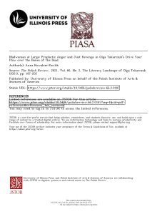 Prophetic Anger in Olga Tokarczuk's Drive Your Plow