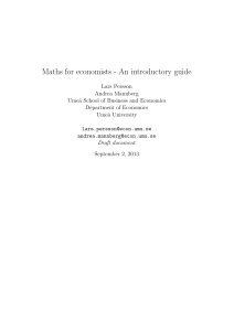 Maths for Economists: Introductory Guide