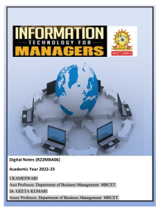 Information Technology for Managers MBA Notes MRCET