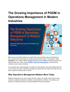 PGDM in Operations Management: Growing Importance