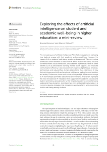 AI Impact on Student Well-being in Higher Ed: Mini-Review