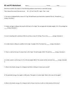 Kinetic and Potential Energy Physics Worksheet