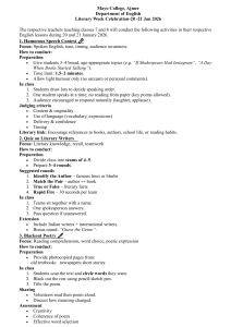 Mayo College Literary Week Activities for Classes 7-8