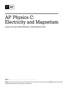 AP Physics C: Electricity and Magnetism 2026 Exam Reference Sheet