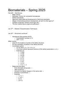 Biomaterials Course Outline - Spring 2025