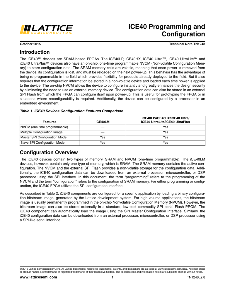 iCE40 Programming and Configuration Technical Note