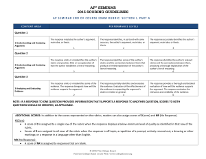 AP Seminar 2015 Scoring Guidelines