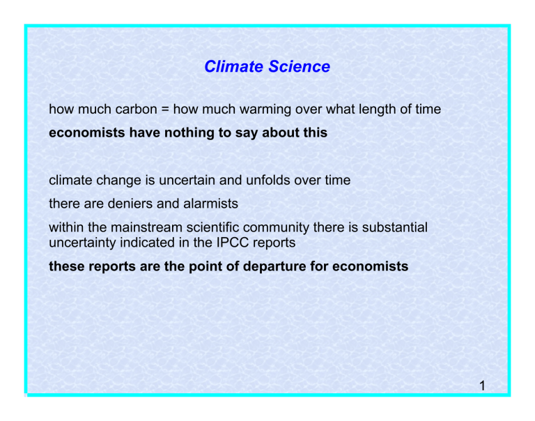 Economics of Climate Change Lecture Notes