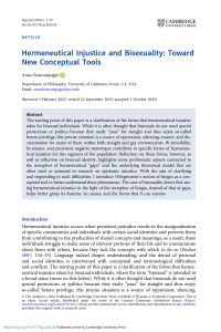 Hermeneutical Injustice and Bisexuality: New Conceptual Tools