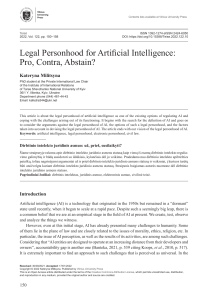 Legal Personhood for Artificial Intelligence: Pro, Contra, Abstain?