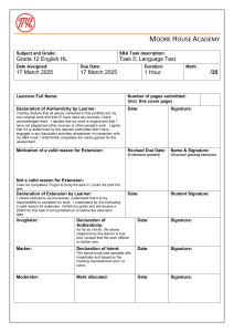 Grade 12 English HL Language Test - Moore House Academy