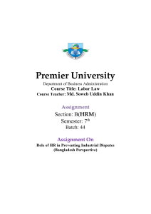 Role of HR in Preventing Industrial Disputes (Bangladesh)