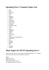 IELTS Speaking Part 1 Topics & Questions