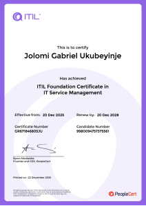 ITIL Foundation Certificate in IT Service Management