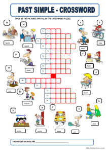 Past Simple Crossword Puzzle Worksheet
