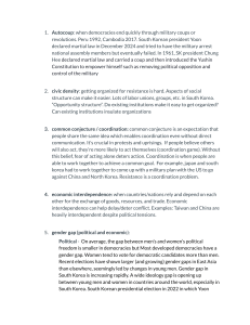 Political Science Concepts: Autocoup, Civic Density, Gender Gap