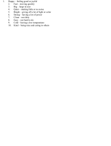 Basic Adjective Vocabulary List with Definitions