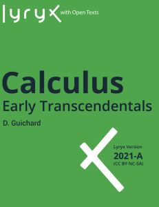 Calculus: Early Transcendentals Textbook (2021-A)
