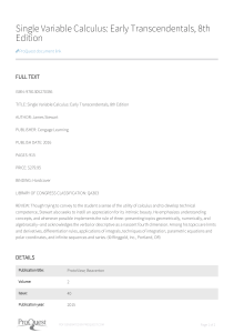 Single Variable Calculus: Early Transcendentals 8th Ed. Review
