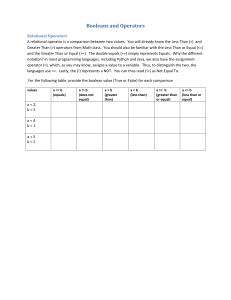 Booleans and Operators Worksheet