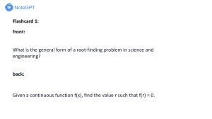Numerical Methods Flashcards: Root Finding and Nonlinear Equations