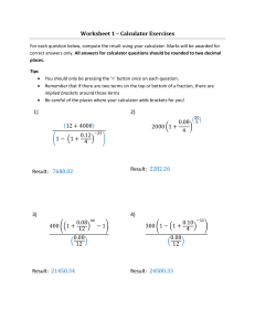 Calculator Exercises Worksheet: Financial Math Practice