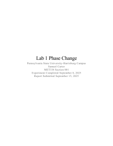 Lab Report: Phase Change of Water