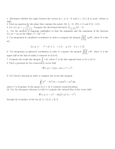 Multivariable Calculus Problems: Vectors, Integrals, Theorems