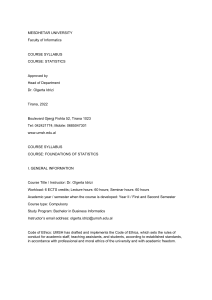 Mesdhetar University Foundations of Statistics Syllabus