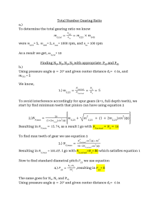 Total Gearing Ratio & Gear Design Calculations