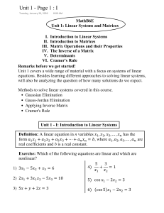 Unit 1: Linear Systems and Matrices - MathB6E