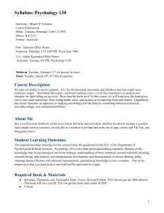 Psychology 130 Syllabus: Visual Perception Course
