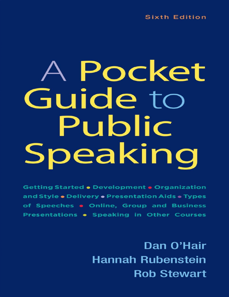 A Pocket Guide to Public Speaking 6th Edition PDF