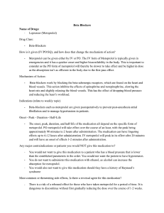 Beta Blockers: Metoprolol Study Guide