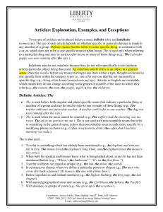 Articles in English: Explanation, Examples, Exceptions