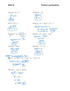 Math 22 Logarithmic Equations Practice Worksheet