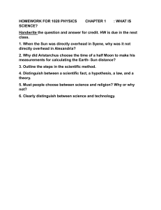 1020 Physics Homework: Chapter 1 - What is Science