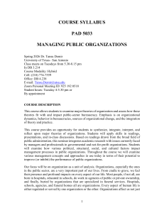 PAD 5033 Syllabus: Managing Public Organizations