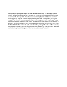 Code-Meshing and Writing: A Student's Reflection