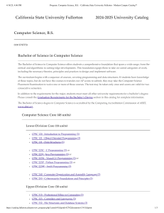 Cal State Fullerton Computer Science BS Program