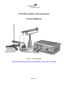 PHY292 Chapter 28: Current Balance Experiment