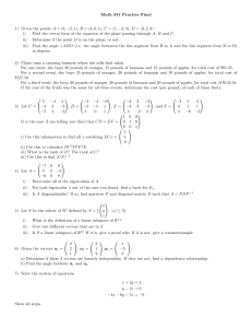 Math 341 Linear Algebra Practice Final