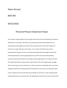 Personal Mission Statement Essay by Waris Ahmad