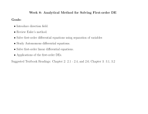 Week 8: Analytical Methods for First-order Differential Equations