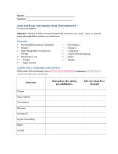 Acids and Bases Lab with Phenolphthalein (7th Grade)