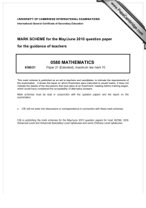 2010 IGCSE Maths Paper 21 Mark Scheme (Extended)