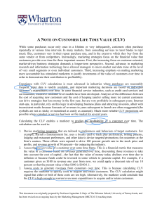 Customer Lifetime Value (CLV) Note | Wharton